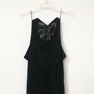 Vintage Faux Velvet Strapless Dress